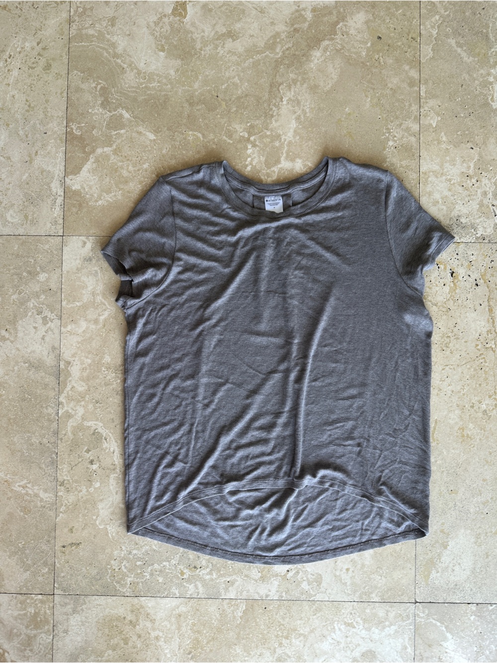 Athleta Heather Gray Ribbed Crew Sweatshirt